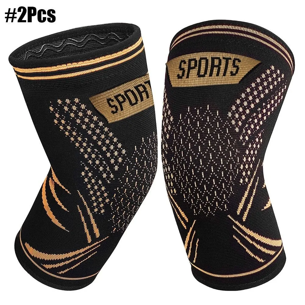 2pcs Copper Knee Compression Leg Sleeves for Knee Pain Running Weightlifting Workout