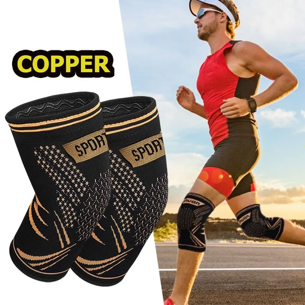 2pcs Copper Knee Compression Leg Sleeves for Knee Pain Running Weightlifting Workout