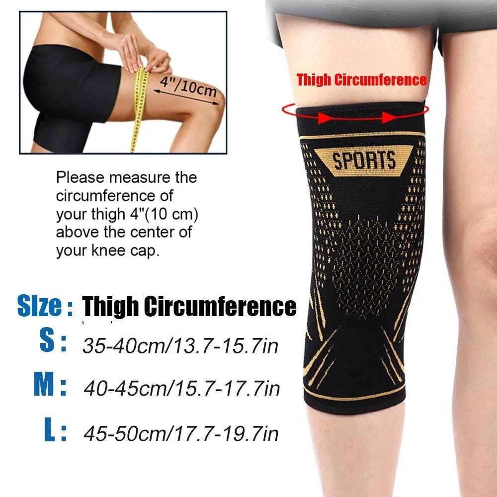 2pcs Copper Knee Compression Leg Sleeves for Knee Pain Running Weightlifting Workout