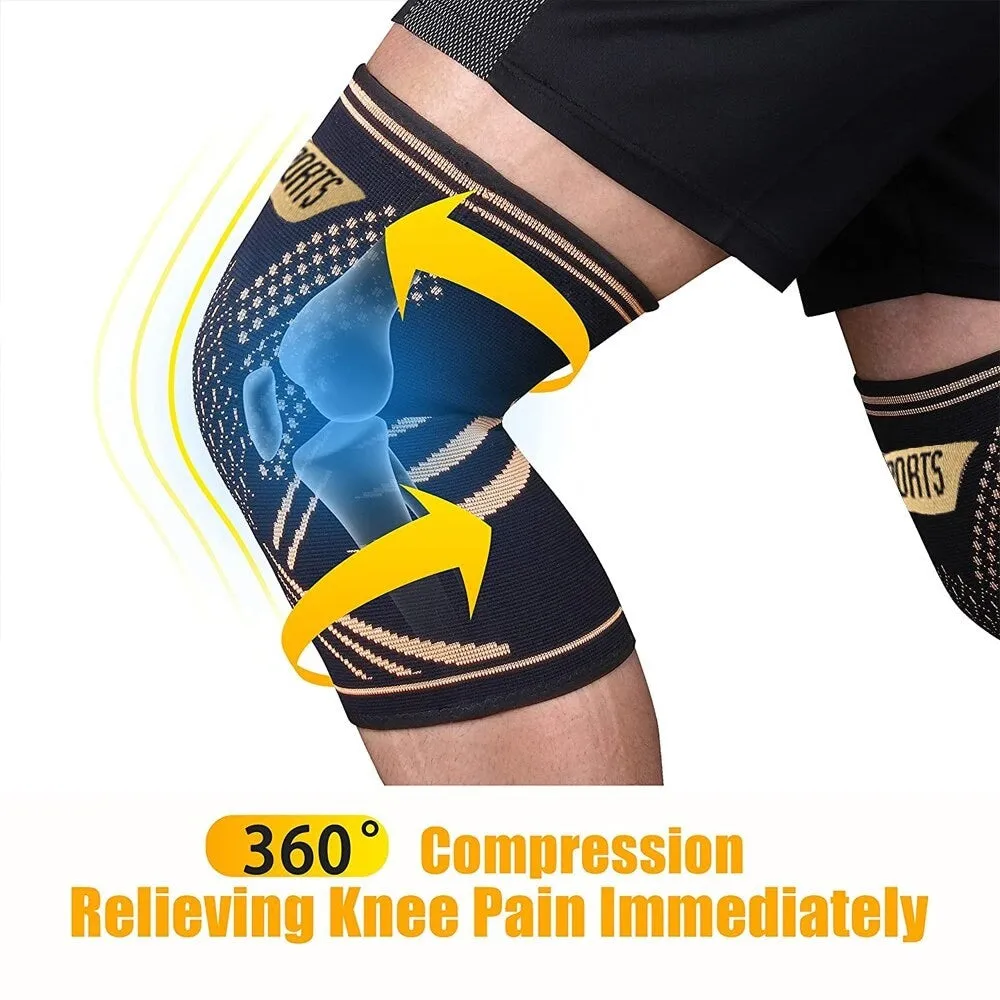 2pcs Copper Knee Compression Leg Sleeves for Knee Pain Running Weightlifting Workout