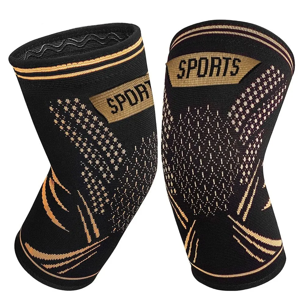 2pcs Copper Knee Compression Leg Sleeves for Knee Pain Running Weightlifting Workout