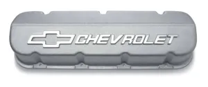Chevrolet Performance Stock Height Valve Covers Chevrolet Logo Aluminum Natural - Big Block Chevy