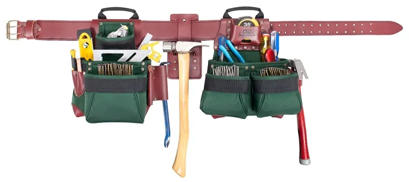 CLC Signature Elite Series 54531X Tool Belt Combo System, 40 to 52 in Waist, 58 in L, Nylon, Green, 17-Pocket :EA: QUANTITY: 1