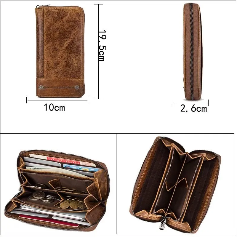 CowLuxe Classy Long Leather Men's Wallet