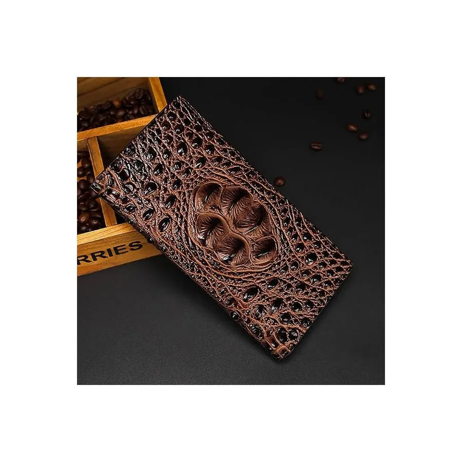 CrocLuxe Exotic Embossed Leather Travel Wallet