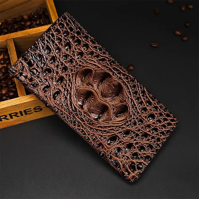CrocLuxe Exotic Embossed Leather Travel Wallet