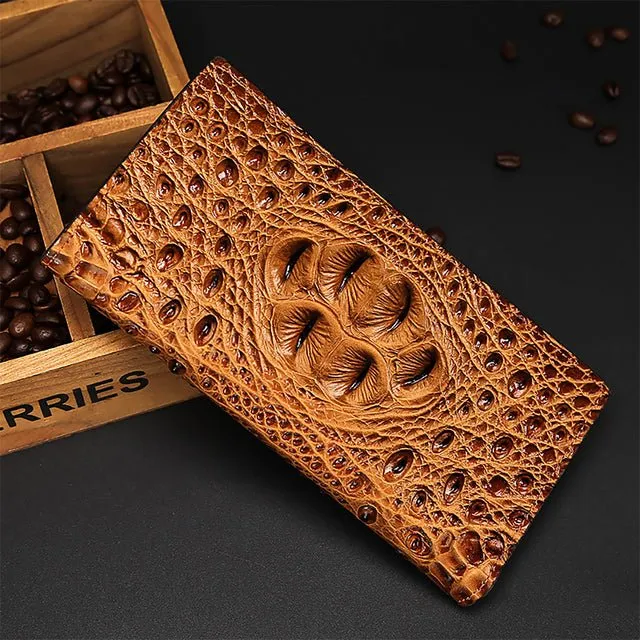 CrocLuxe Exotic Embossed Leather Travel Wallet