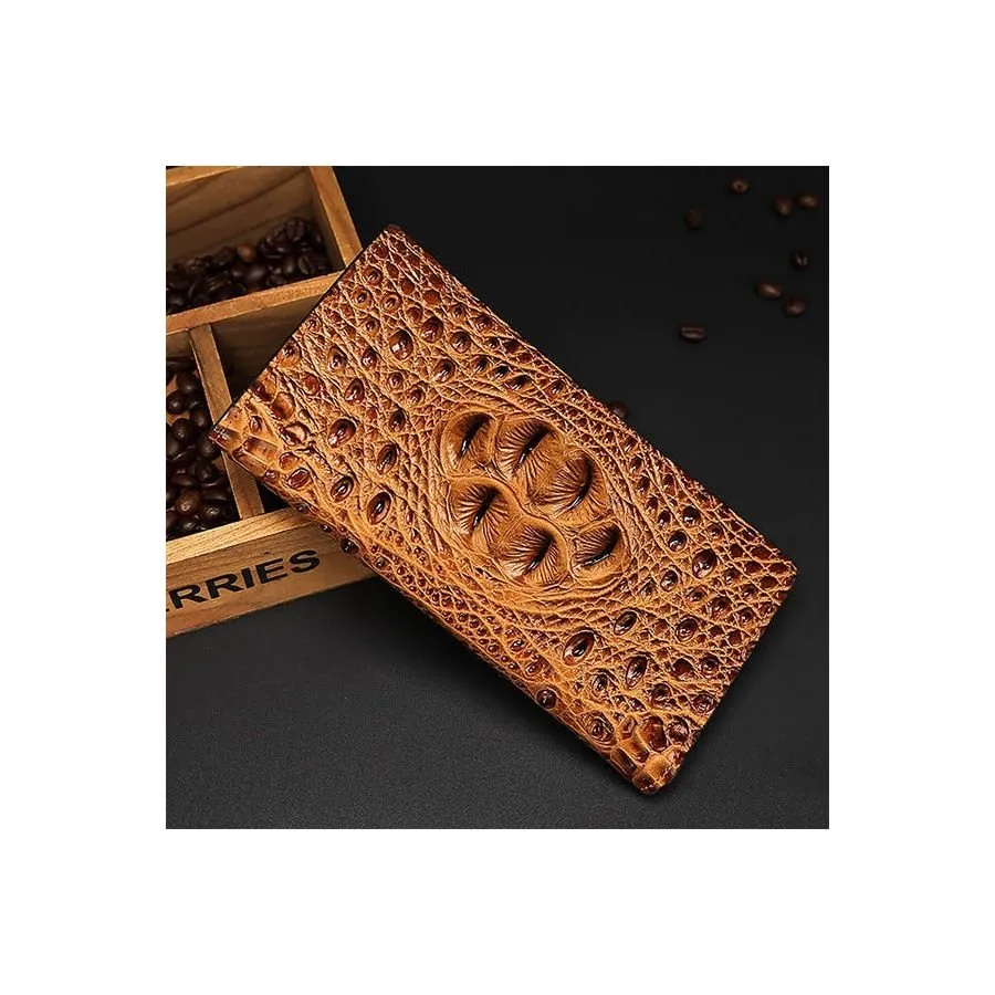 CrocLuxe Exotic Embossed Leather Travel Wallet