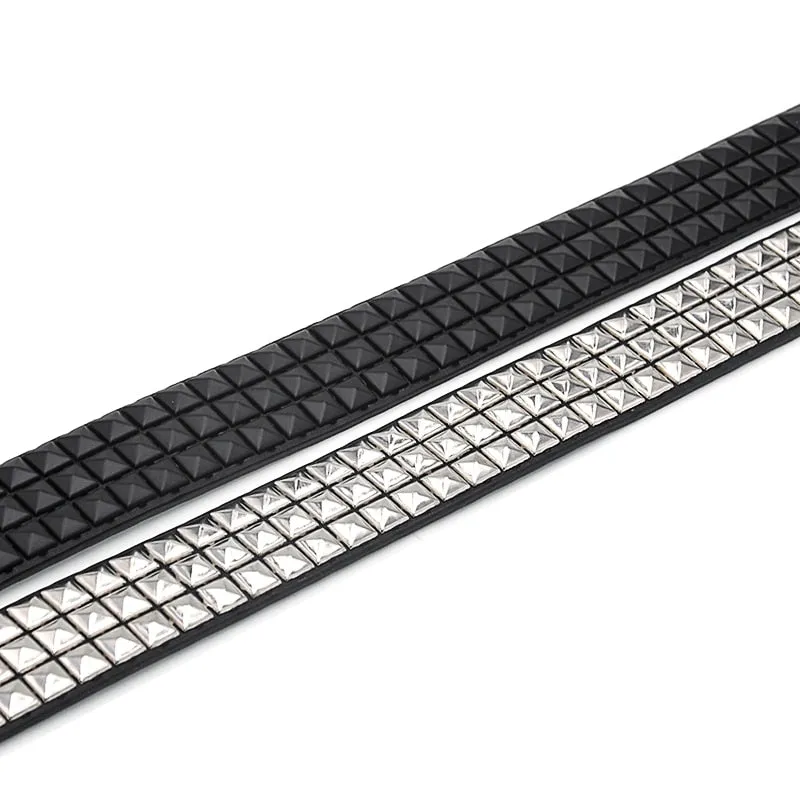 Faux Leather Pyramid Studded Belt