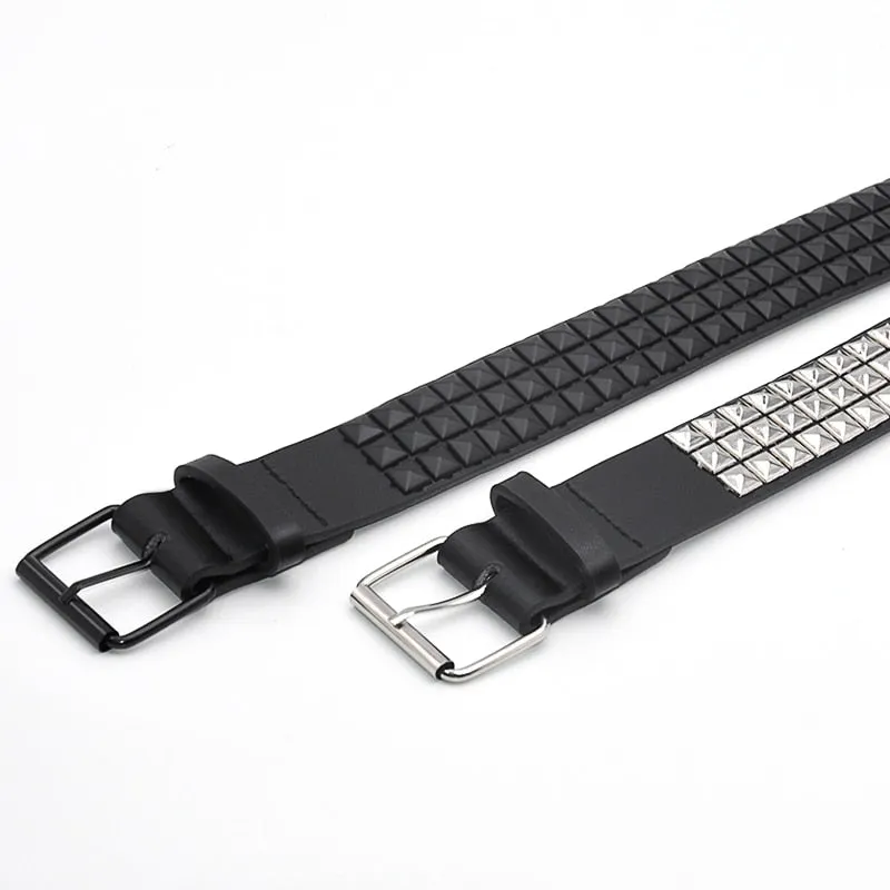 Faux Leather Pyramid Studded Belt