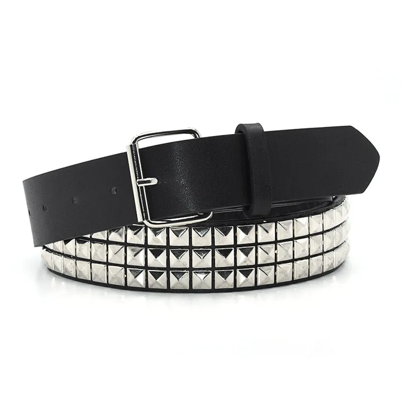 Faux Leather Pyramid Studded Belt