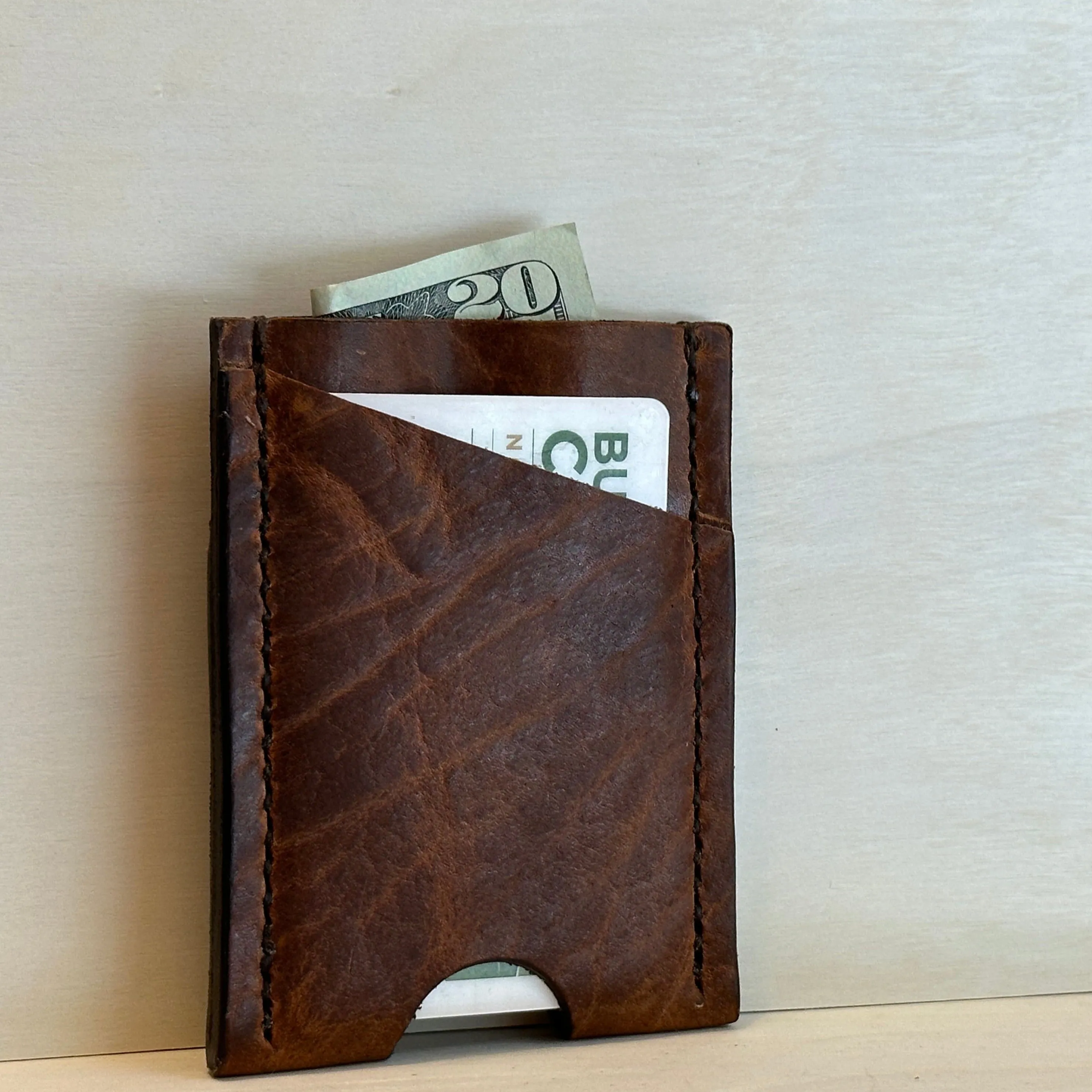 Glazed Bison Vertical Leather Wallet