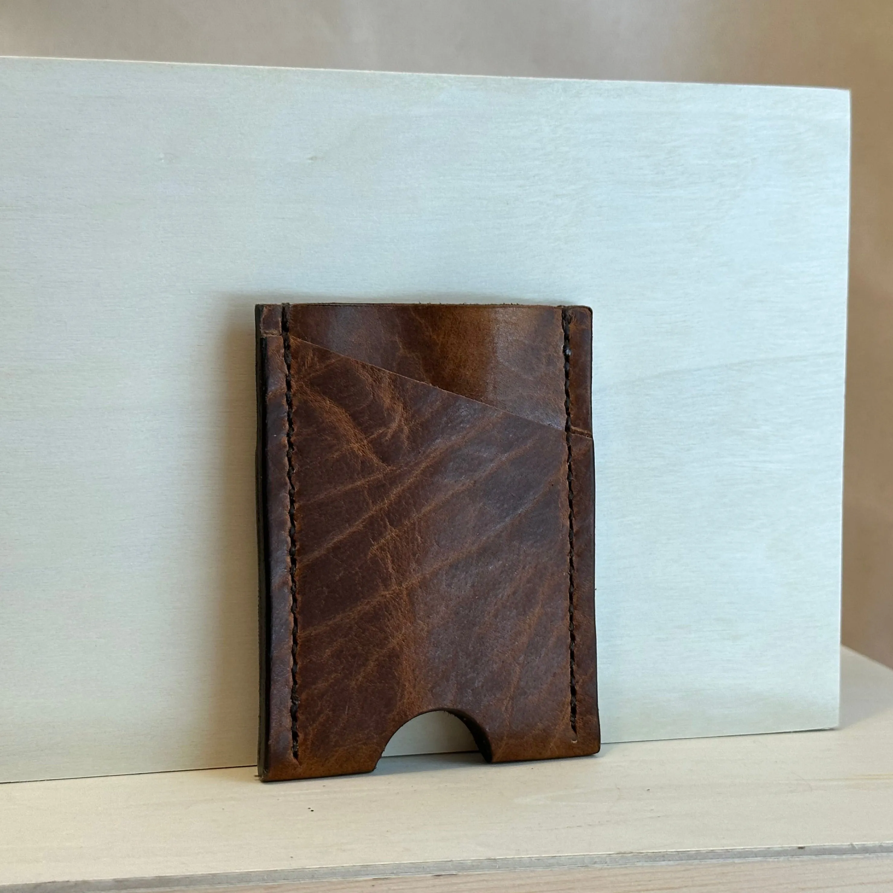 Glazed Bison Vertical Leather Wallet