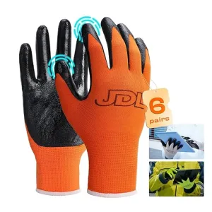 JDL Orange Nitrile Coating Gloves 6pk-Small