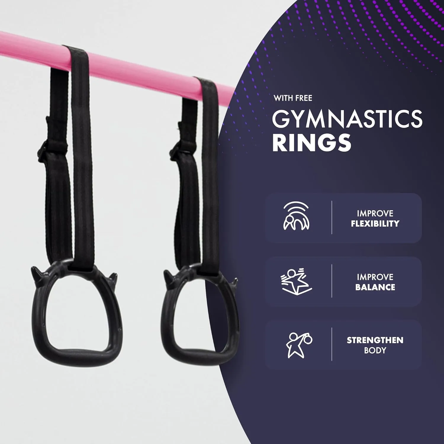 KAYMAN Foldable Gymnastics Horizontal Bar – Adjustable Height & Feet, Hand Protection Wrap, Durable Iron for Flexibility Training – Compact & Stylish Home Gym Equipment