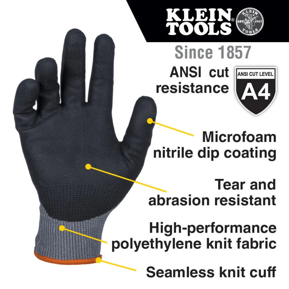 Klein 60588 Knit Dipped Gloves, Cut Level A4, Touchscreen, Medium, 2-Pair