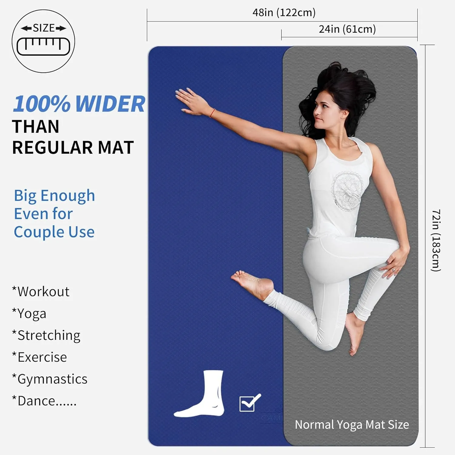 Large Yoga Mat (6'X 4'), Extra Wide Yoga Mat