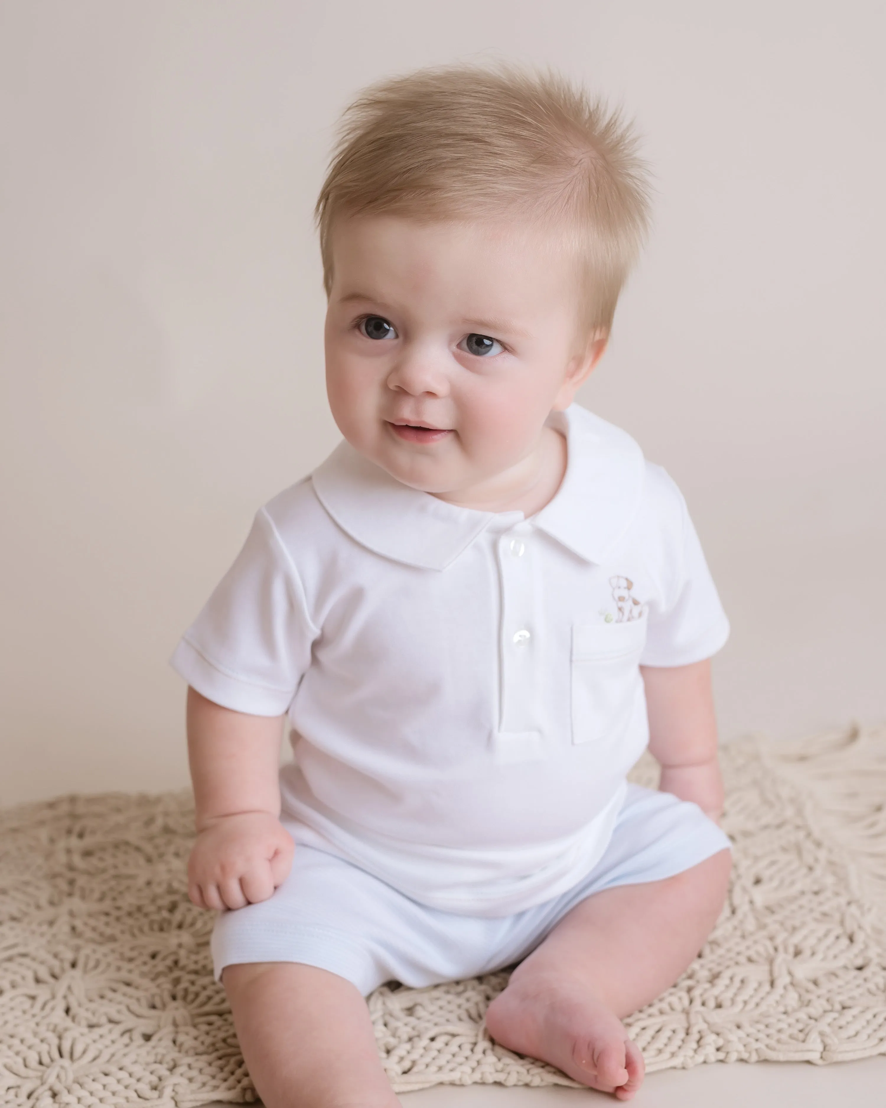 Puppy Short Play Set, Infant Sizes, White and Lt.Blue