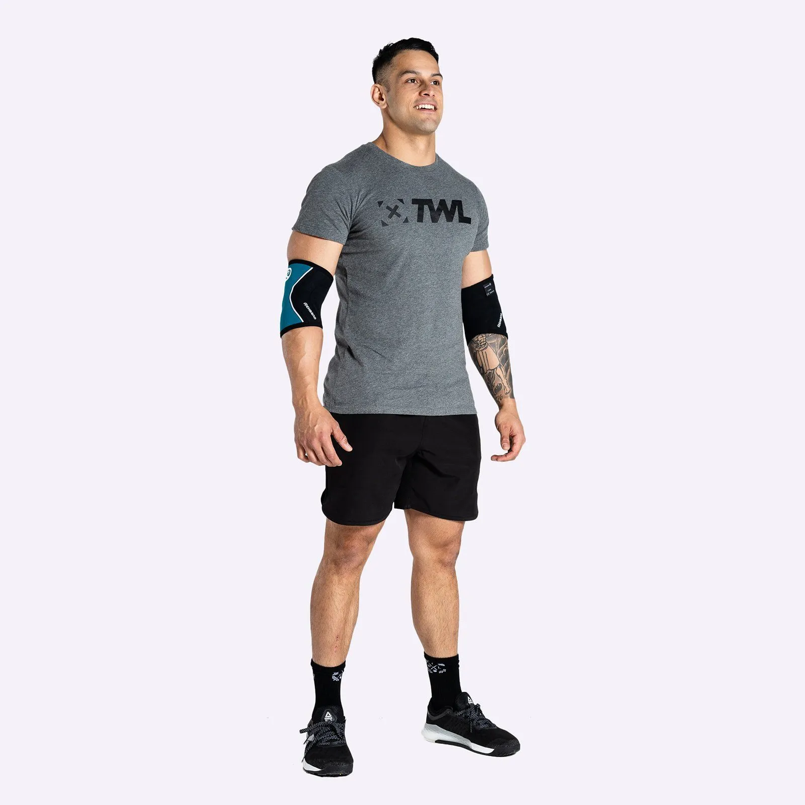 Rehband - RX Elbow Sleeve - 5mm - Teal/Black - PAIR
