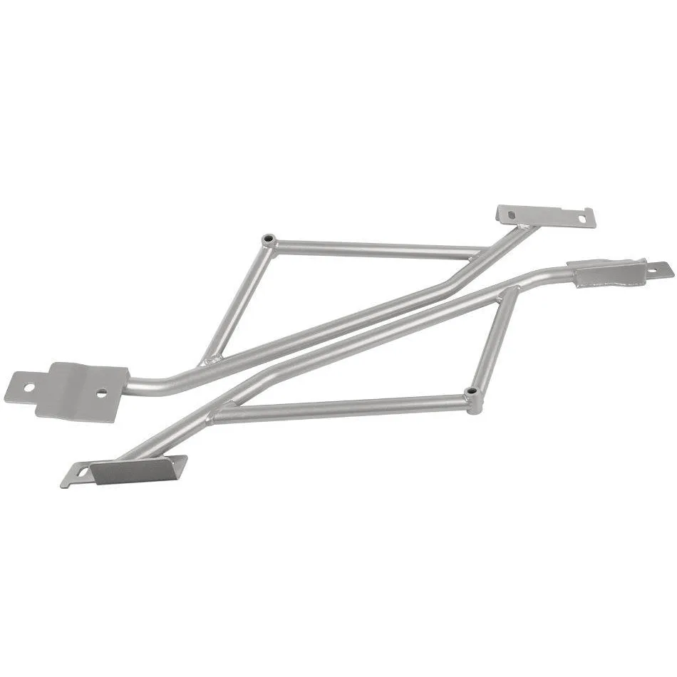 Steeda Rear Subframe Chassis Brace Tubular Bolt-On Steel - Silver Powder Coat