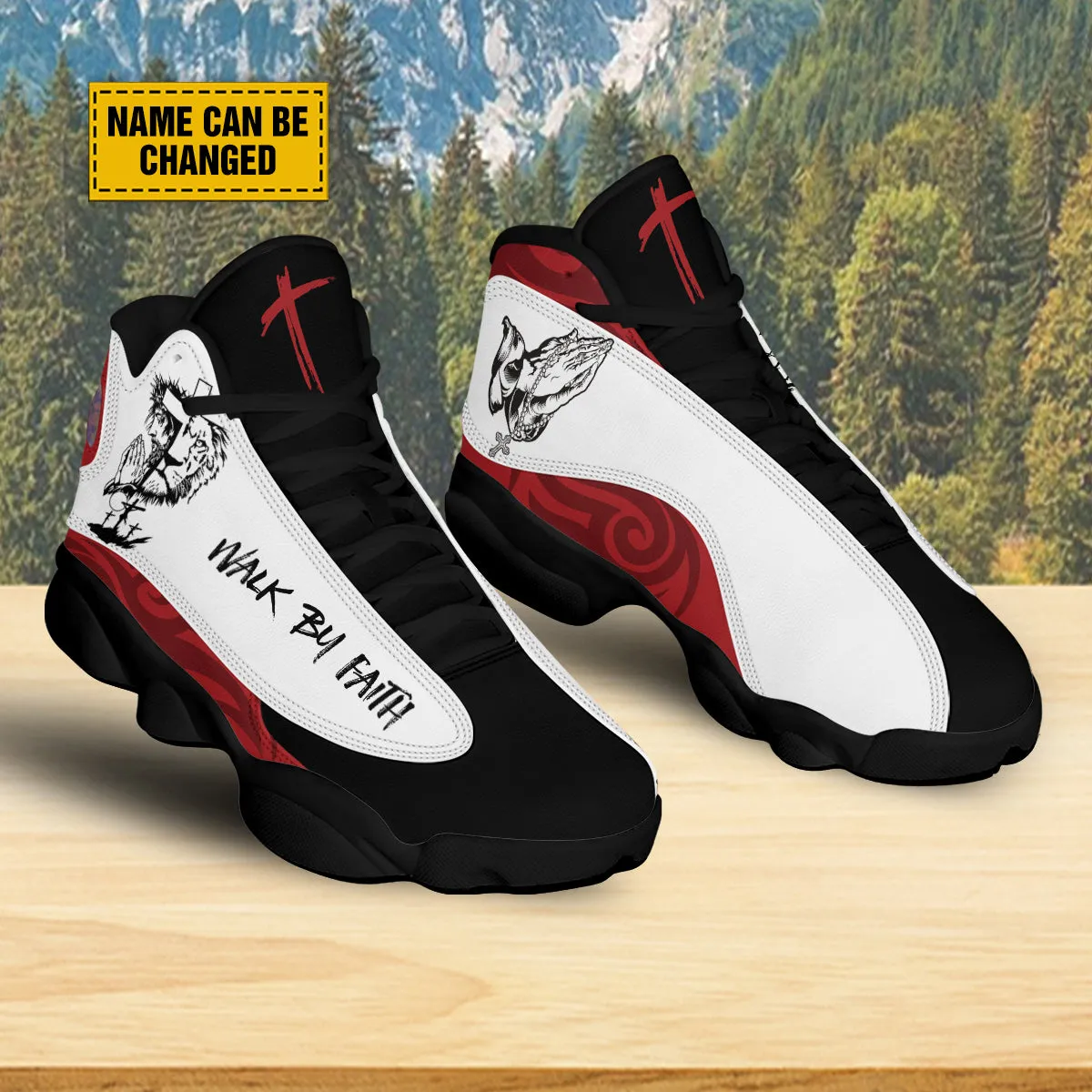 Teesdily | Personalized Jesus Christ Basketball Shoes, Walk By Faith Running Shoes, God Prayers Custom Gifts Unisex Basketball Shoes