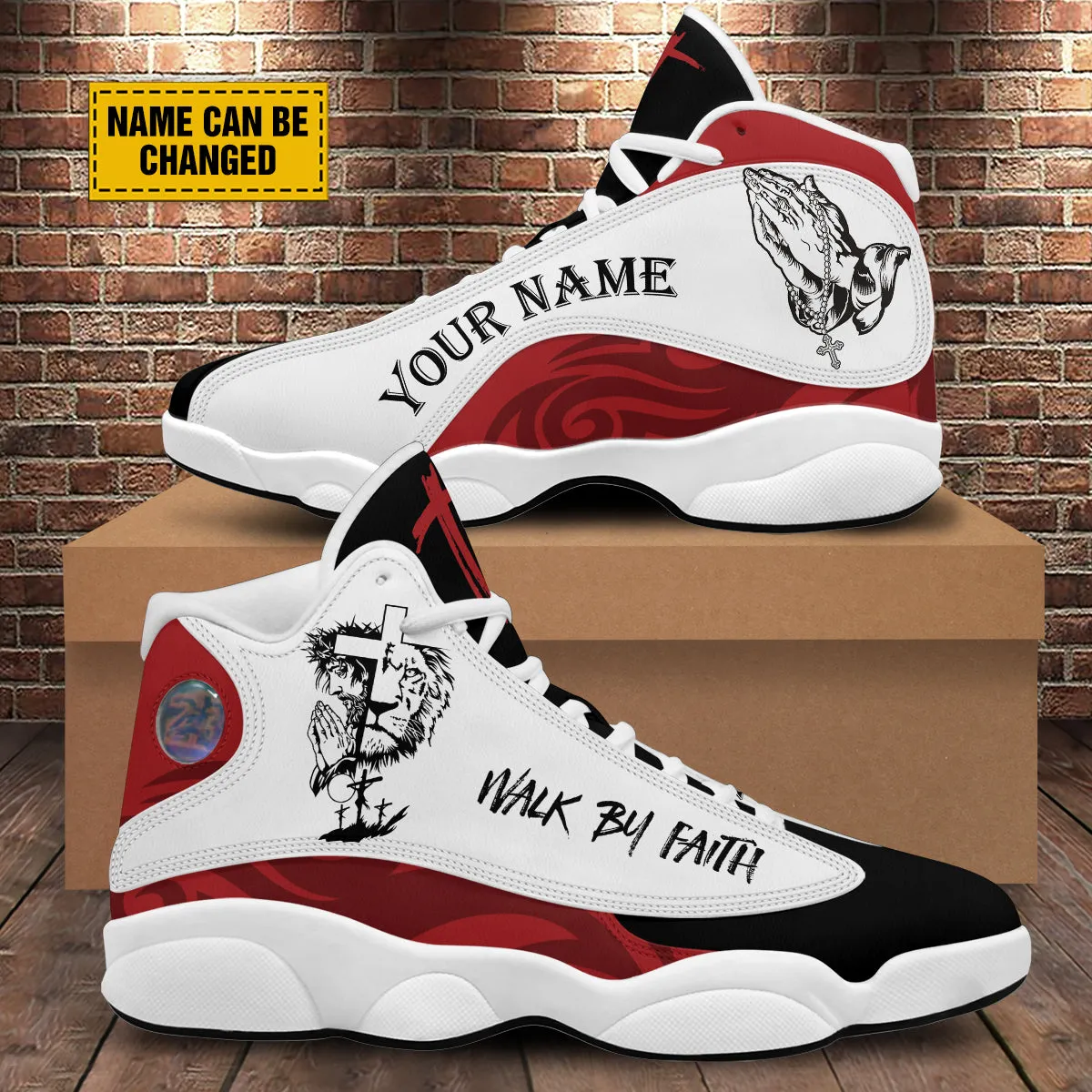 Teesdily | Personalized Jesus Christ Basketball Shoes, Walk By Faith Running Shoes, God Prayers Custom Gifts Unisex Basketball Shoes