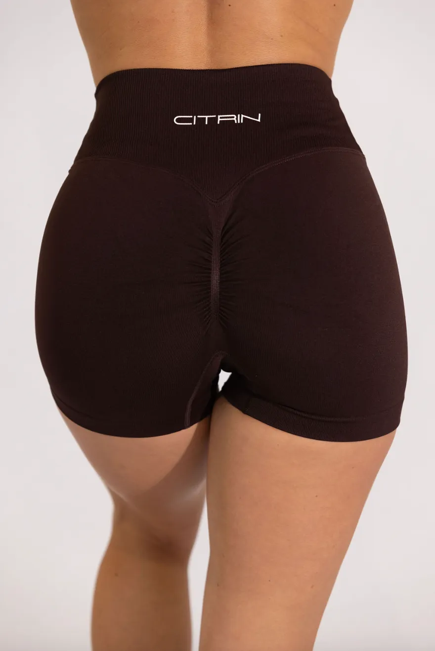 V-WAIST CONTOUR SHORTS - BROWN