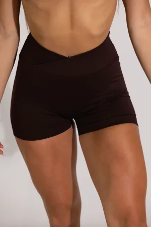 V-WAIST CONTOUR SHORTS - BROWN