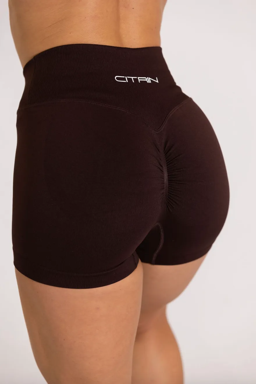 V-WAIST CONTOUR SHORTS - BROWN