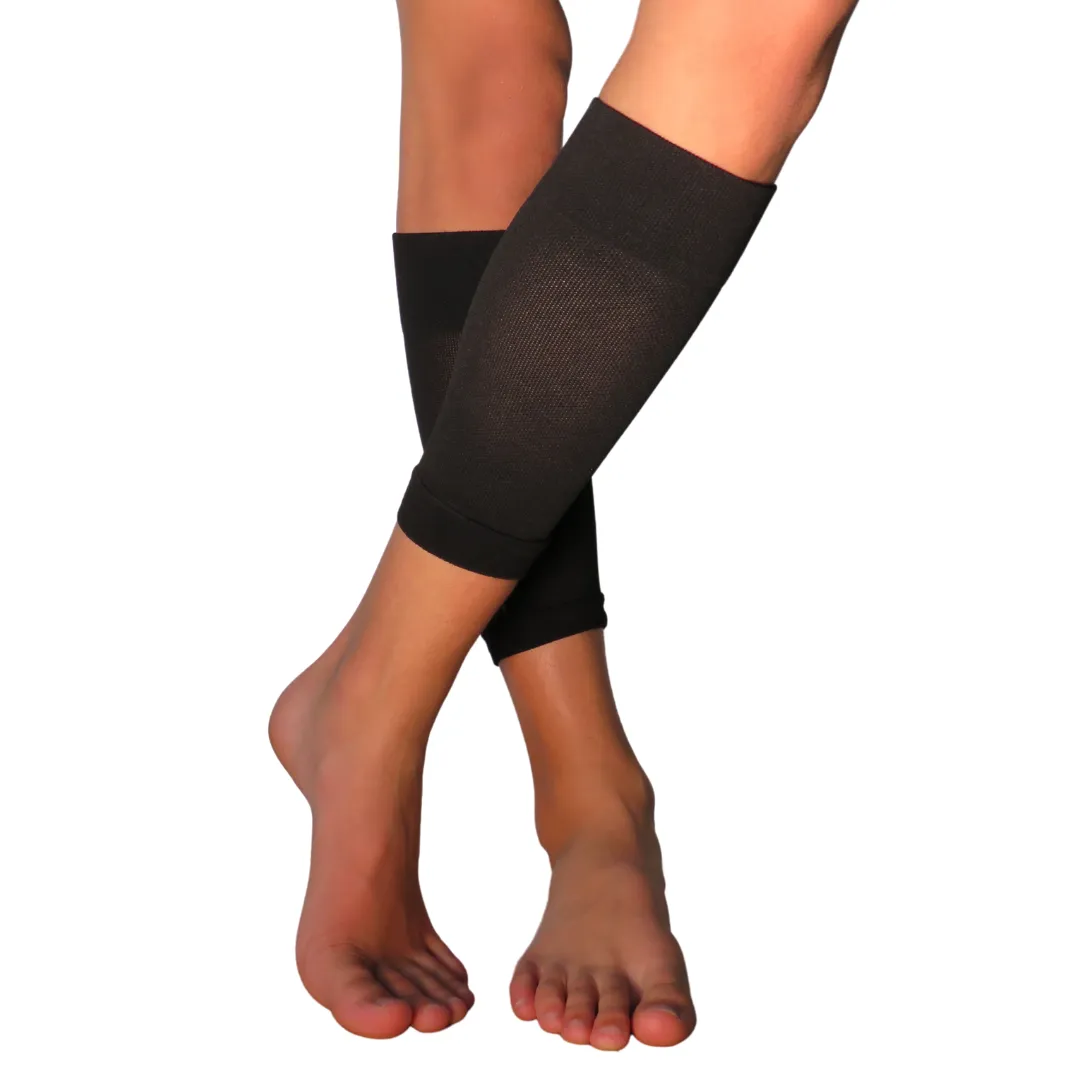 YoU® Black Crop Leg Sleeves • Travel & Sport 15-20 mmHg Compression