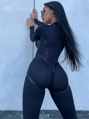 ZASUWA Female Push-up Zipper Peach Booty Jumpsuit